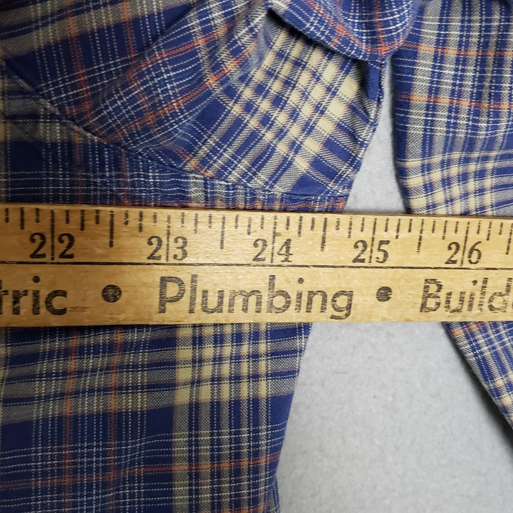 L.L Bean Flannel Button Up Blue Yellow Plaid 100% Cotton Fall Granola Girl Cabin - Picture 5 of 10